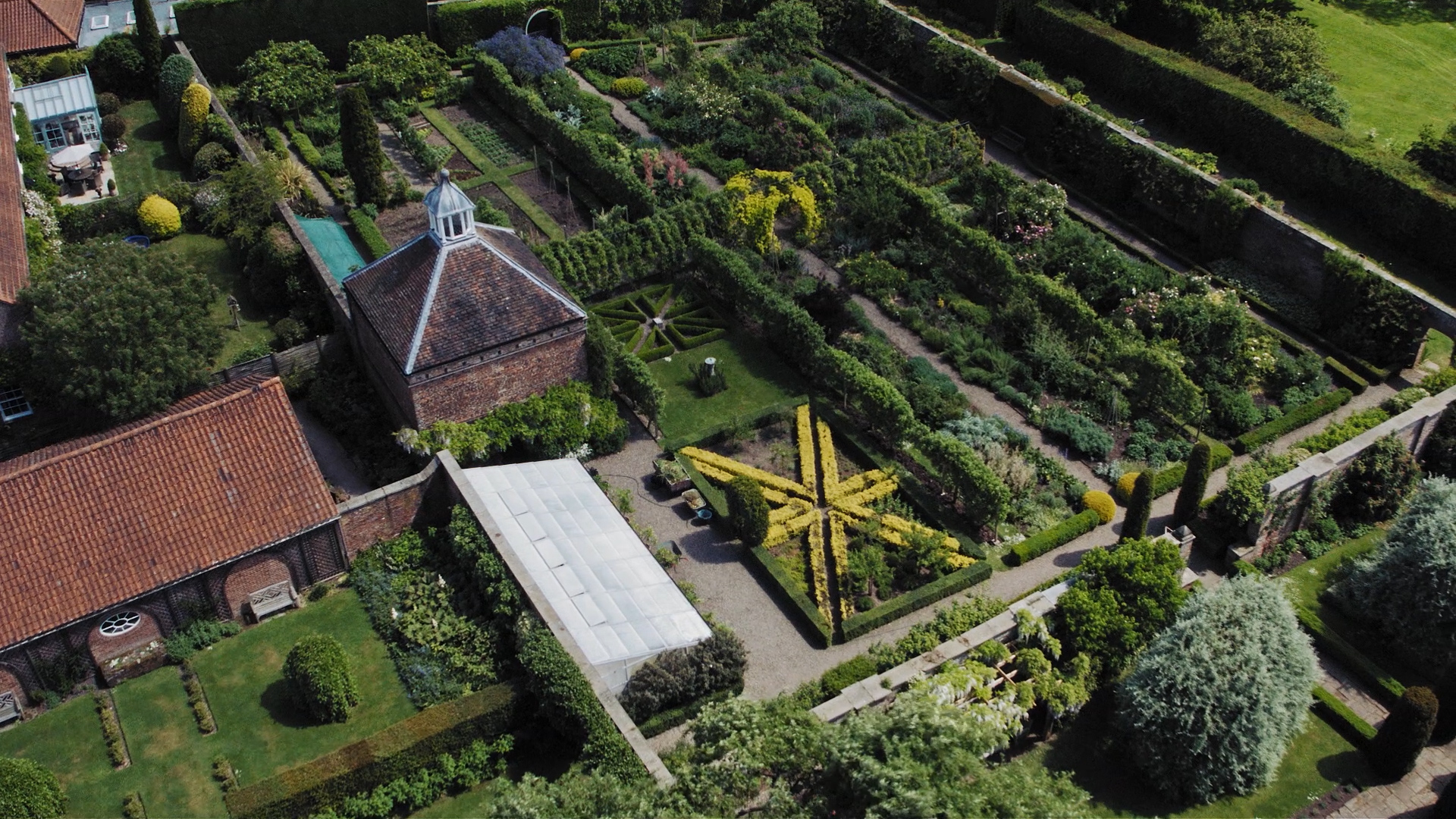 Middlethorpe Hall Gardens - walled garden from above.jpg